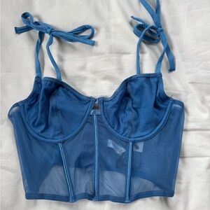 Elegant Blue Sheer Corset Top